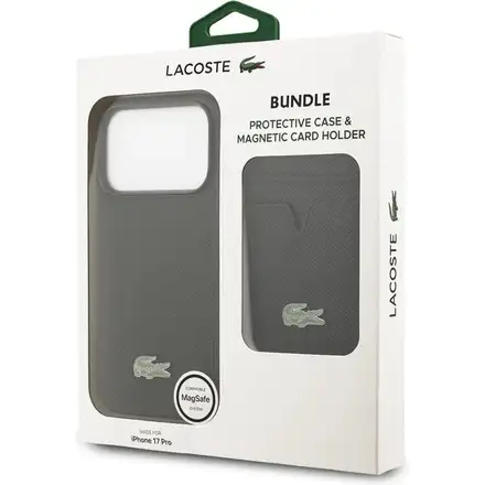 Lacoste Iconic Petit Pique MagSafe kryt + peňaženka iPhone 17 Pro čierny