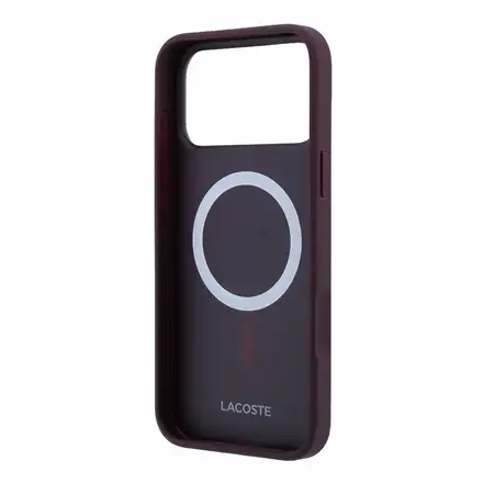 Lacoste PVC Iconic Petit Pique Metal Logo MagSafe kryt iPhone 18 Pro Max tmavo červený