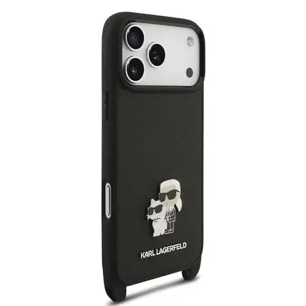 Karl Lagerfeld Saffiano Crossbody Popruh Karl and Choupette kryt iPhone 18 Pro čierna