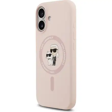 Karl Lagerfeld Liquid Silicone Karl and Choupette MagSafe kryt iPhone 17 ružový