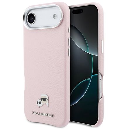 Karl Lagerfeld PU Karl and Choupette Heads Pins MagSafe kryt iPhone Air ružový