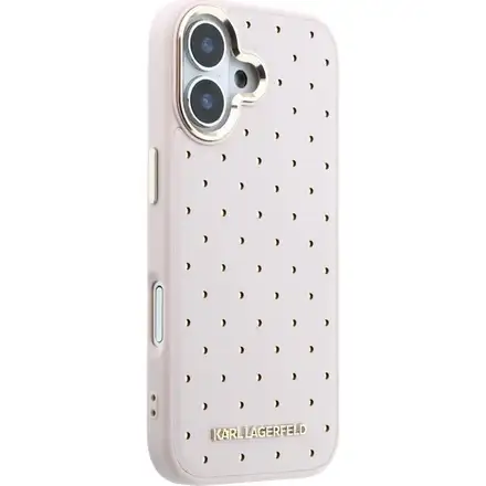 Karl Lagerfeld PU Perforated Gold Dots MagSafe kryt iPhone 17 ružový