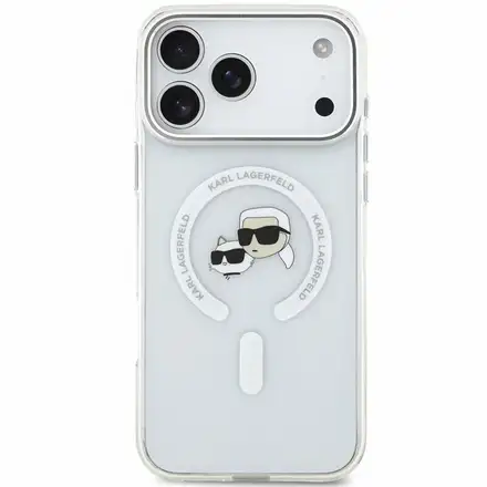 Karl Lagerfeld IML K&CH Heads Metal Frame MagSafe kryt iPhone 18 Pro Max biely