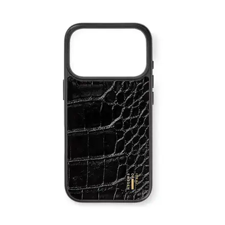 iDeal Fashion Vegan Leather Case MagSafe iPhone 17 Pro / 18 Pro Black Croco