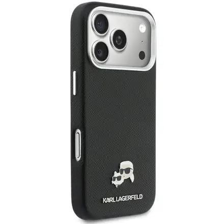 Karl Lagerfeld PU Karl and Choupette Heads Pins MagSafe kryt iPhone 17 Pro čierny