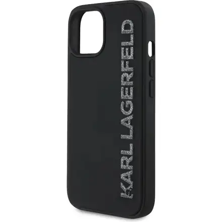 Karl Lagerfeld 3D Rubber Glitter Logo kryt iPhone 13 čierny