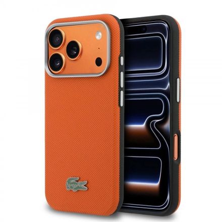 Lacoste PVC Petit Pique Semi Wrap MagSafe pre iPhone 17 Pro Max oranžový