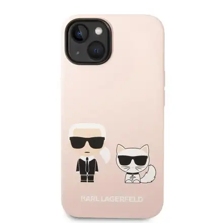 Karl Lagerfeld MagSafe Liquid Silicone Karl and Choupette kryt iPhone 14 Plus ružový