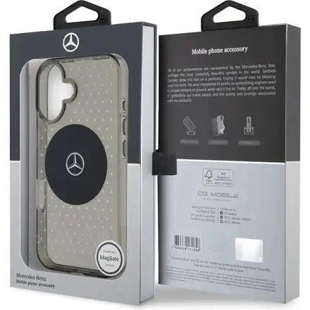 Mercedes PC/TPU Star Pattern MagSafe Zadný Kryt pre iPhone 16 Plus čierny