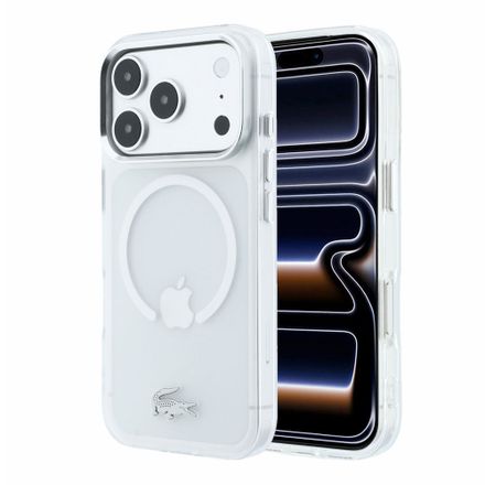 Lacoste IML Frosted Petit Pique Metal Logo MagSafe kryt iPhone 18 Pro priehľadný