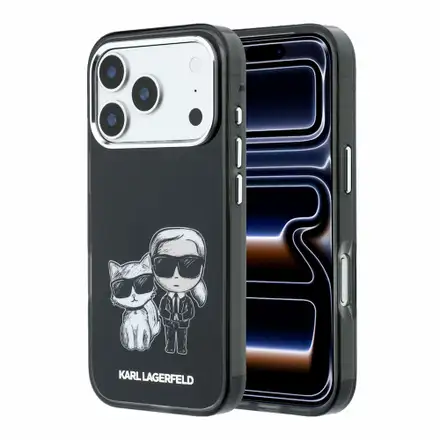 Karl Lagerfeld PU Semi Wrap Smooth Sketch Bodies Magsafe kryt iPhone 18 Pro Max čierna