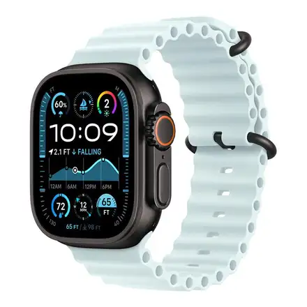 Apple Watch 49mm Ice Blue Ocean Band Extension - Black Titanium Finish