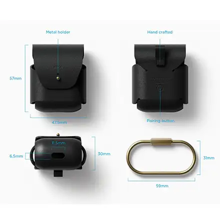 Elago Airpods Leather Case - Black