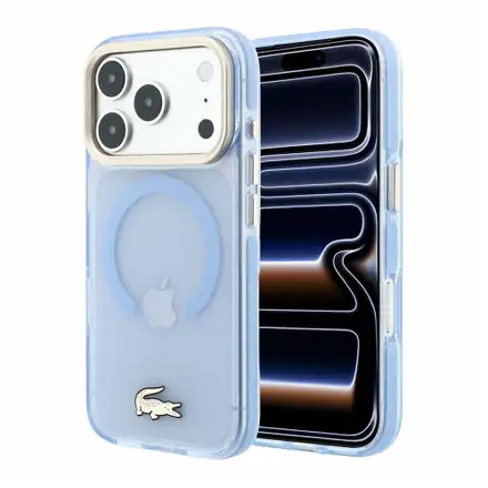 Lacoste PC/TPU Frosted Finish Gold Logo MagSafe kryt iPhone 18 Pro Max modrý