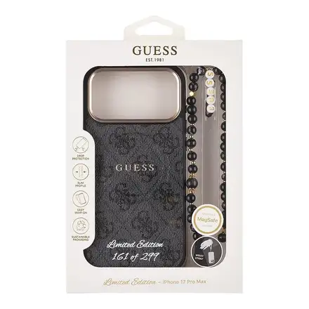 Guess PU 4G MagSafe Strap Limited Edition 299 kryt iPhone 17 Pro Max čierny