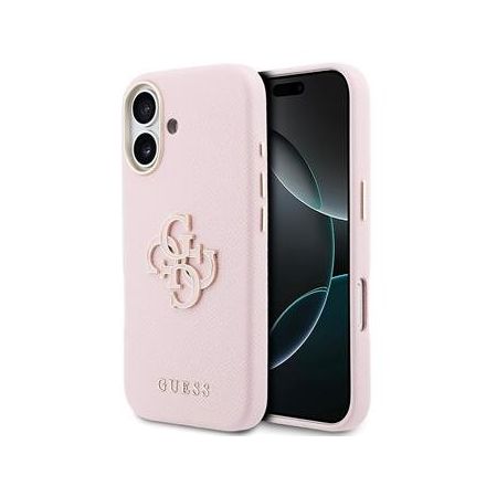 Guess PU Resin Logo kryt iPhone 17 ružový