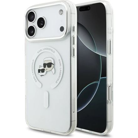Karl Lagerfeld IML K&CH Heads Metal Frame MagSafe MagSafe kryt iPhone 17 Pro Max priehľadná