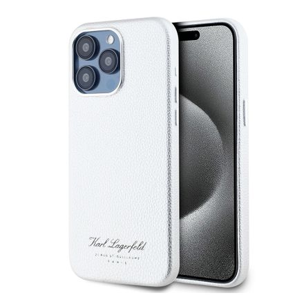 Karl Lagerfeld Grained PU Hotel RSG kryt iPhone 15 Pro Max šedá