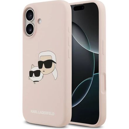 Karl Lagerfeld Liquid Silicone Double Heads MagSafe kryt iPhone 17 Pro ružový
