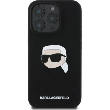 Karl Lagerfeld Liquid Silicone Karl Head MagSafe kryt iPhone 16 Pro čierny