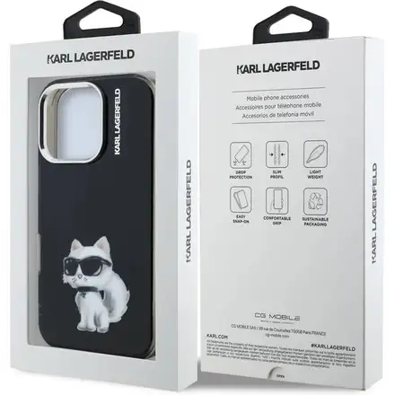 Karl Lagerfeld IML Aquarelle Choupette kryt iPhone 16 Pro čierny