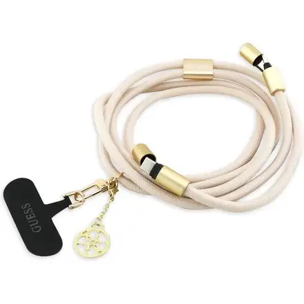 Guess Crossbody Popruh 4G Charm s Nabíjacím Káblom USB-C/USB-C béžový