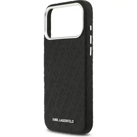 Karl Lagerfeld Grained PU Repeated Logo MagSafe kryt iPhone 17 Pro čierny