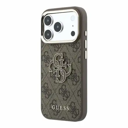 Guess PU 4G Resin Metal Logo kryt iPhone 18 Pro Max hnedý