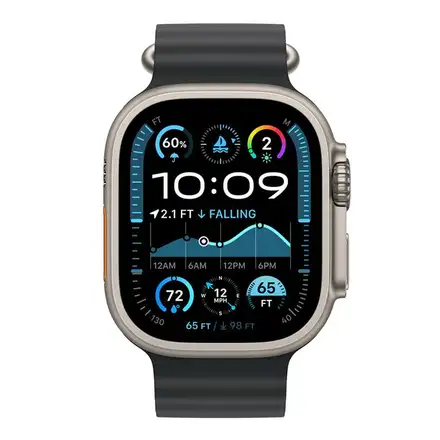 Apple Watch 49mm Black Ocean Band - Natural Titanium Finish