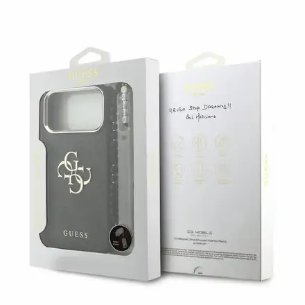 Guess PU 4G Metal Logo Strap kryt iPhone 18 Pro Max čierny