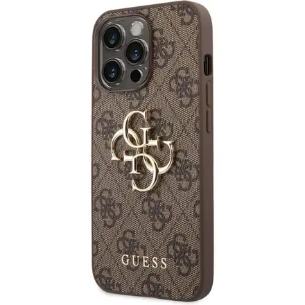 Guess PU 4G Metal Logo kryt iPhone 14 Pro Max hnedý