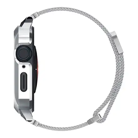 Spigen kryt Metal Fit Pro pre Apple Watch 7/8/9 45mm - Silver
