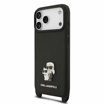 Karl Lagerfeld Saffiano Crossbody Popruh Karl and Choupette kryt iPhone 18 Pro Max čierna