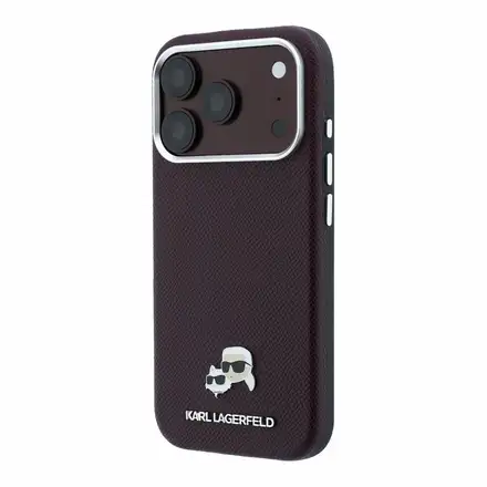 Karl Lagerfeld PU Grained Semi Wrap K&CH Heads Magsafe kryt iPhone 18 Pro Max tmavo červená