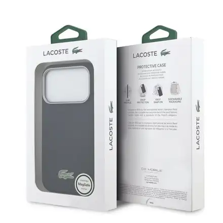 Lacoste PVC Petit Pique Semi Wrap MagSafe pre iPhone 17 Pro modrý