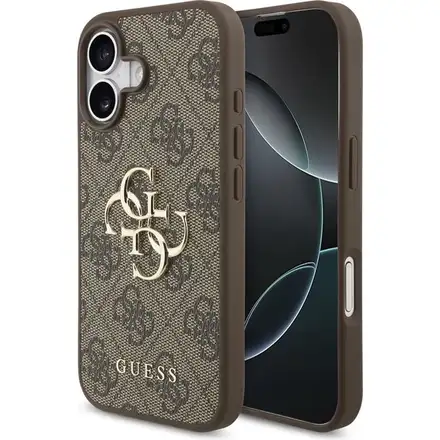 Guess PU 4G Metal Logo kryt iPhone 17 hnedý