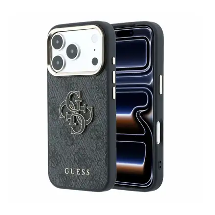 Guess PU 4G Resin Metal Logo kryt iPhone 18 Pro čierny