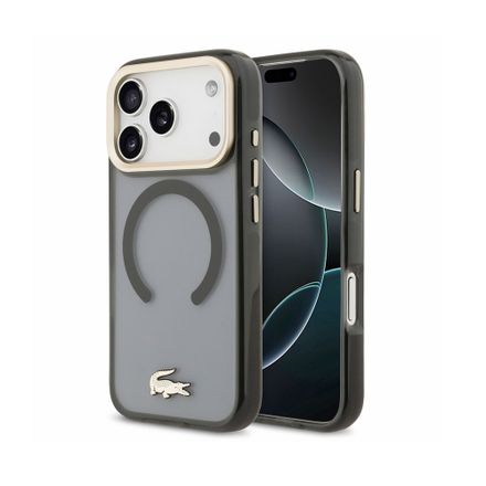 Lacoste PC/TPU Frosted Finish Gold Logo MagSafe kryt iPhone 18 Pro čierny