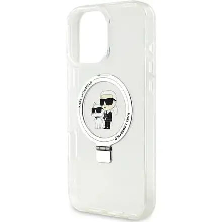 Karl Lagerfeld Ringstand Karl and Choupette MagSafe kryt iPhone 16 Pro Max biely