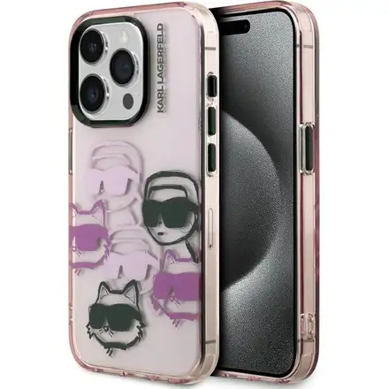 Karl Lagerfeld IML Multi K&CH Heads kryt iPhone 15 Pro Max ružový