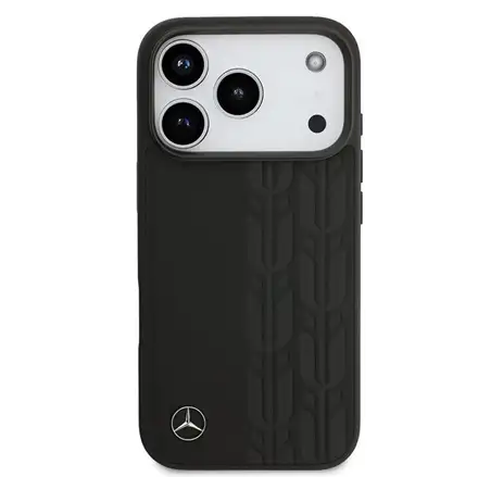 Mercedes Leather Laurel Leaves MagSafe Zadný Kryt pre iPhone 17 Pro čierny