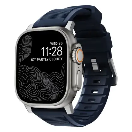 Nomad remienok Rugged Strap pre Apple Watch 44/45/49mm - Atlantic Blue/Silver Hardware