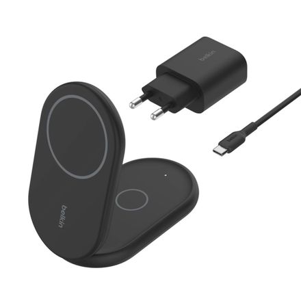 Belkin Boost Charge 2-in-1 Magnetic Foldable Wireless Charger with Qi2 15W + 36W Charger - Black