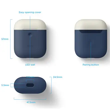 Elago Airpods 2 Silicone Duo Case - Jean Indigo/ White, Yellow