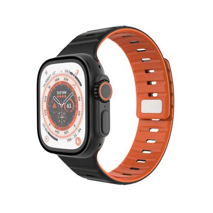FIXED Silicone Magnetic Strap pre Apple Watch 42/44/45/49mm, čierny
