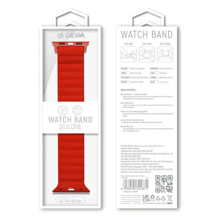 Devia remienok Deluxe Series Sport3 Silicone Magnet Band 44/45/46mm - Red
