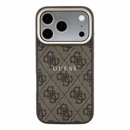 Guess PU Leather 4G Gold Frame Embossed MagSafe kryt iPhone 18 Pro Max hnedý