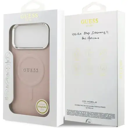 Guess PU Saffiano MagSafe kryt iPhone 17 Pro Max ružový