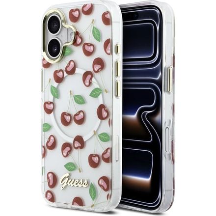 Guess IML Glitter Cherry MagSafe kryt iPhone 17 biely