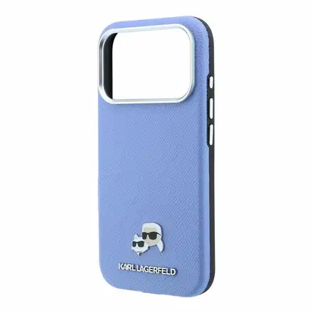 Karl Lagerfeld PU Grained Semi Wrap K&CH Heads Magsafe kryt iPhone 18 Pro modrý